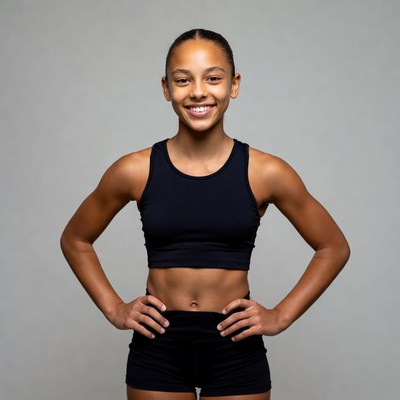 Smiling African-American girl in black tank top
