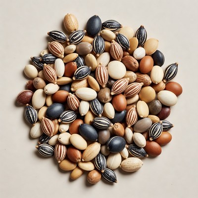 Mixed Colorful Beans on White Background