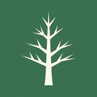 White Pine Tree on Green Background