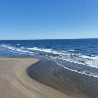 Ocean waves crashing on sandy beach