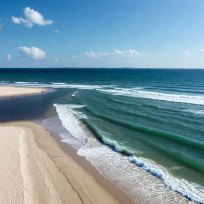 Aerial View of River Meeting Ocean Beach