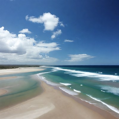 Sandy beach with turquoise estuary