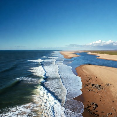 Ocean River Beach Aerial View
