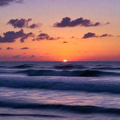 Ocean Sunset with Waves