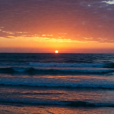 Ocean Sunset with Breaking Waves
