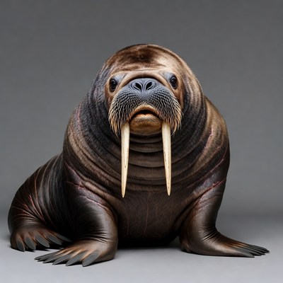 Walrus with long tusks