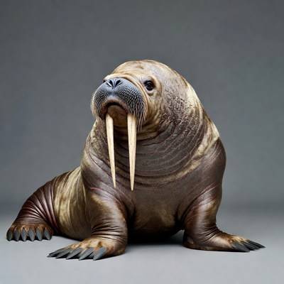 Walrus with long tusks