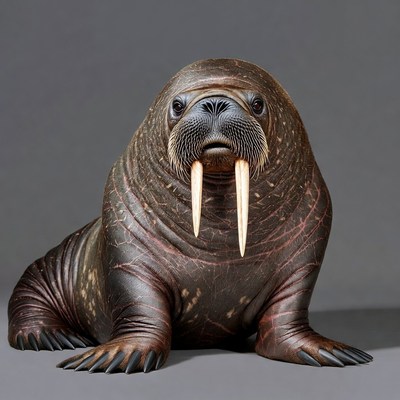Walrus with long tusks