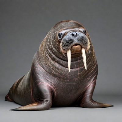 Walrus with long tusks