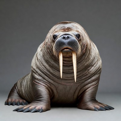 Walrus with long tusks