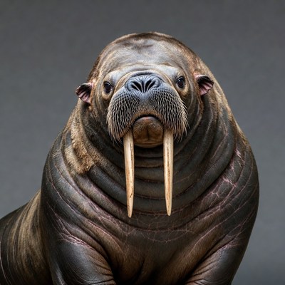 Walrus with long tusks