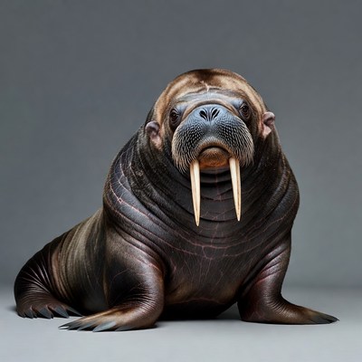 Walrus with long tusks