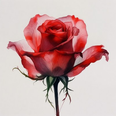 Red Rose on White Background