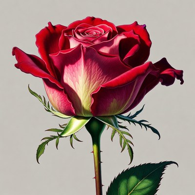 Vibrant Red Rose with Stem