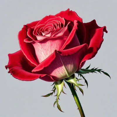 Red Rose on Gray Background