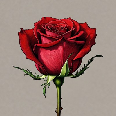 Red Rose with Stem