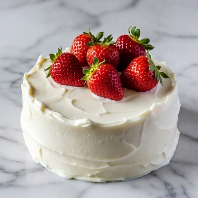 Strawberry Cake on Marble Surface
