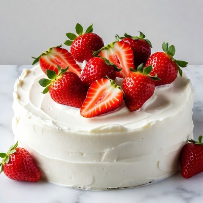 Strawberry Topped White Cake