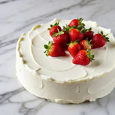 Strawberry Cake on Marble Surface