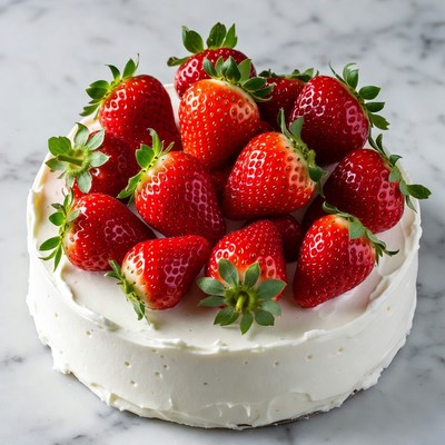 Strawberry cheesecake on white marble