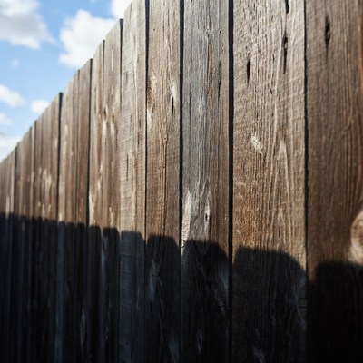 Wooden fence against blue sky