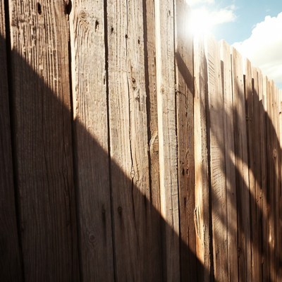 Wooden fence in sunlight