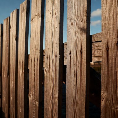 Vertical wooden fence planks