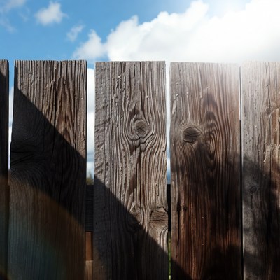 Wooden fence against blue sky