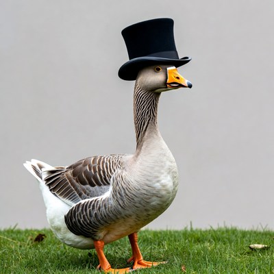 Goose wearing top hat