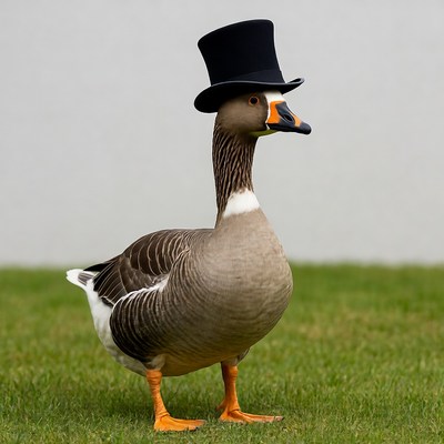 Goose wearing top hat