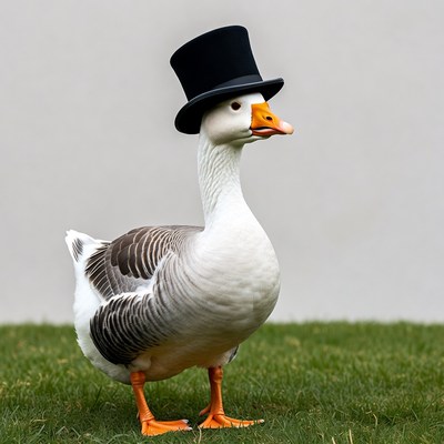 Goose wearing top hat