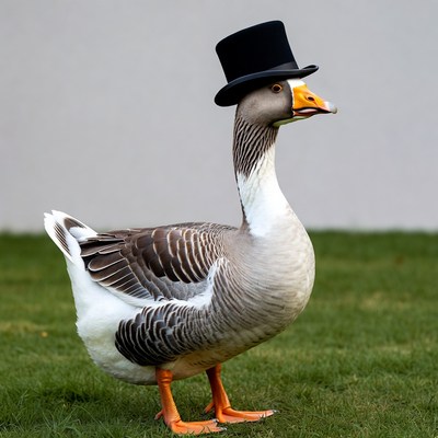 Goose wearing top hat