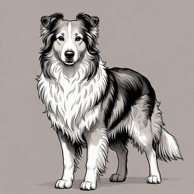 Border Collie standing illustration