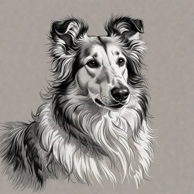 Collie Dog Portrait Illustration