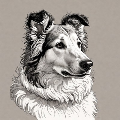 Collie dog portrait illustration