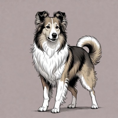 Rough Collie Dog Illustration