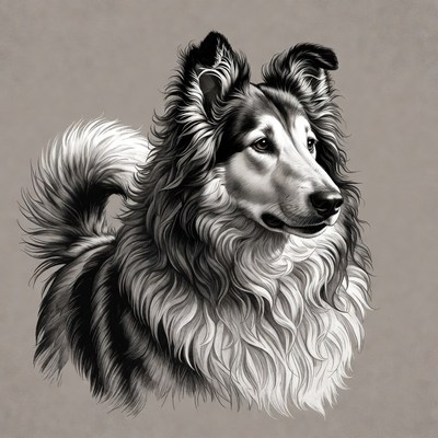 Collie dog portrait illustration