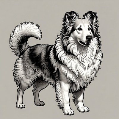 Rough Collie Dog Illustration