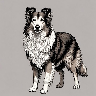 Rough Collie Dog Illustration