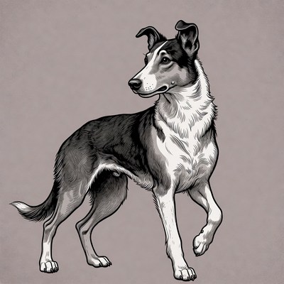 Border Collie standing illustration
