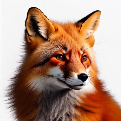 Red Fox on White Background
