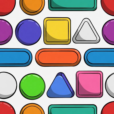 Colorful Geometric Shapes Buttons