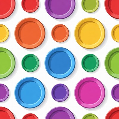 Colorful Plates Pattern on White