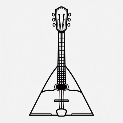 Black Outline Bouzouki Illustration