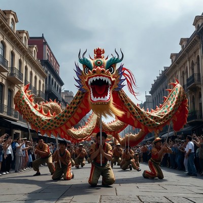 Chinese Dragon Dance in Street Parade