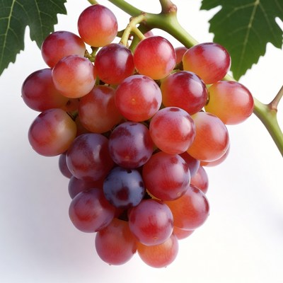 Red Grapes Cluster on Vine