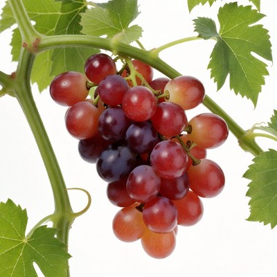 Bunch of red grapes on vine