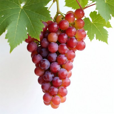Bunch of red grapes on vine