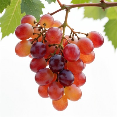 Bunch of red grapes on vine