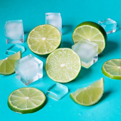 Lime Slices with Ice Cubes